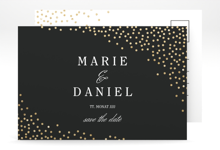 Save the Date-Postkarte Glitter A6 Postkarte schwarz