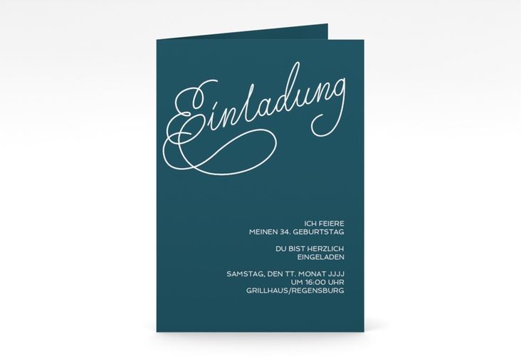 Einladung Geburtstag Schwungvoll A6 Klappkarte hoch