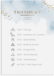 Tagesablauf Leinwand Hochzeit Pastell 50 x 70 cm Leinwand blau