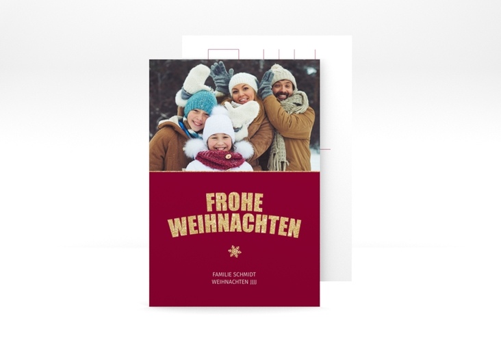 Weihnachtskarte Festtag A6 Postkarte rot zum selbst Gestalten mit Foto