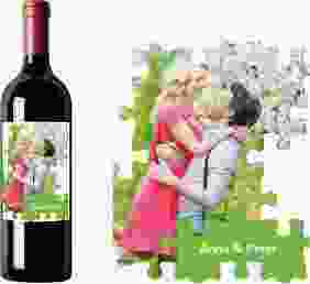 Weinetikett zur Hochzeit "Puzzle"