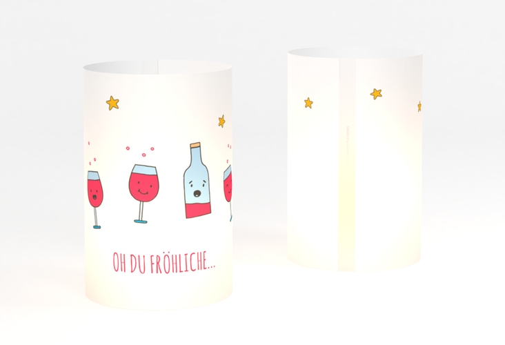 Windlicht Weihnachten Weihnachtspunsch Windlicht rot hochglanz mit singenden Getränken im Cartoon-Stil