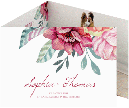 Klick: Details zu Hochzeitseinladung "Blooming" anzeigen Hochzeitseinladung Blooming A6 Doppel-Klappkarte weiss