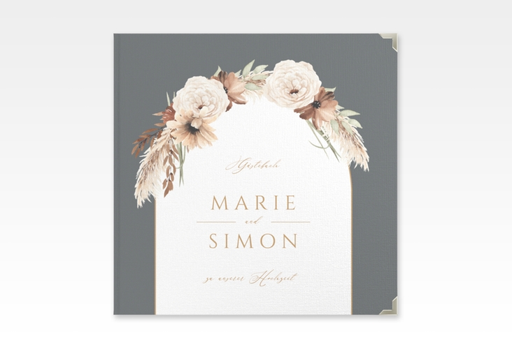 Gästebuch Selection Hochzeit Blumenbogen Leinen-Hardcover grau