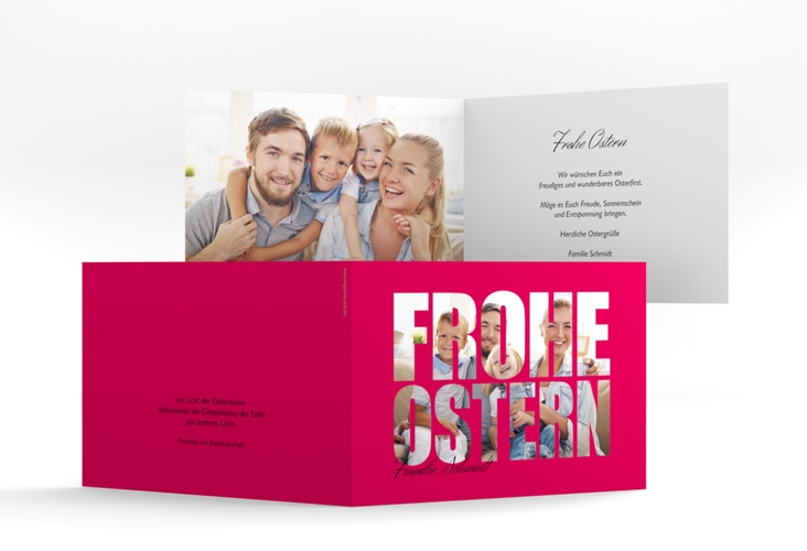 Osterkarte Osterzeit A6 Klappkarte quer pink