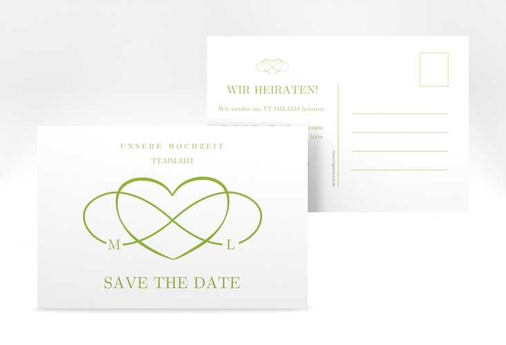 Save the Date-Postkarte Infinity A6 Postkarte gruen hochglanz