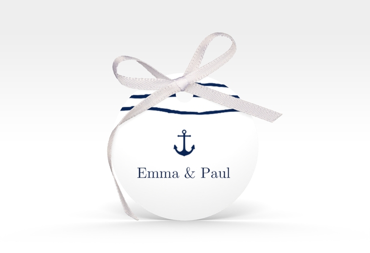 Geschenkanhänger Hochzeit Liebesanker Geschenkanhänger, rund mit maritimem Streifenmuster und kleinem Anker