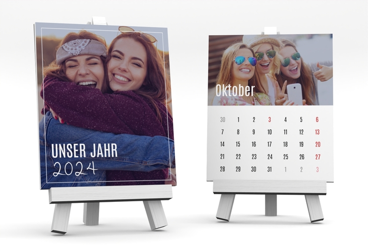 Foto-Tischkalender Zeitpunkt Kalenderblatt-Karte blau hochglanz