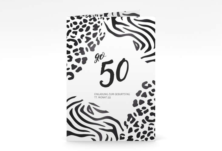 Einladung 50. Geburtstag Wild A6 Klappkarte hoch