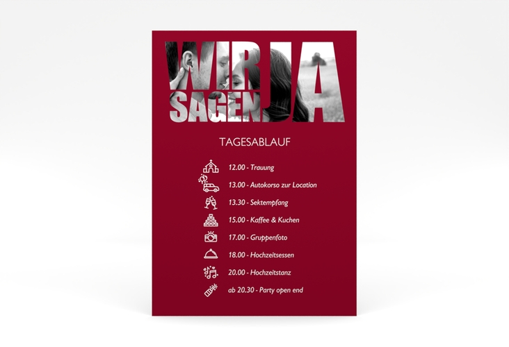 Tagesablauf Poster Hochzeit Letters 50 x 70 cm Poster rot