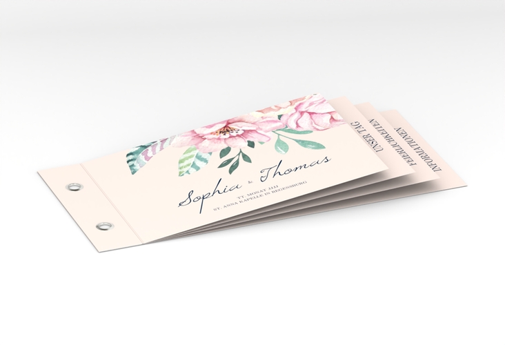 Hochzeitseinladung Blooming Booklet rosa