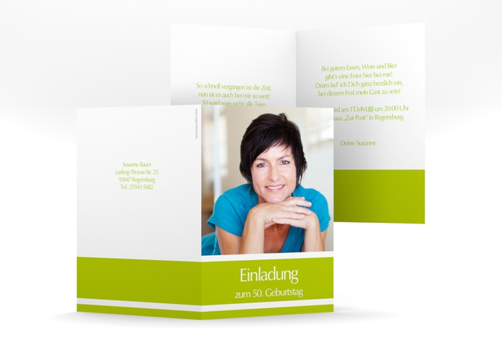 Einladung 50. Geburtstag Gerd/Gerda A6 Klappkarte hoch mit Foto