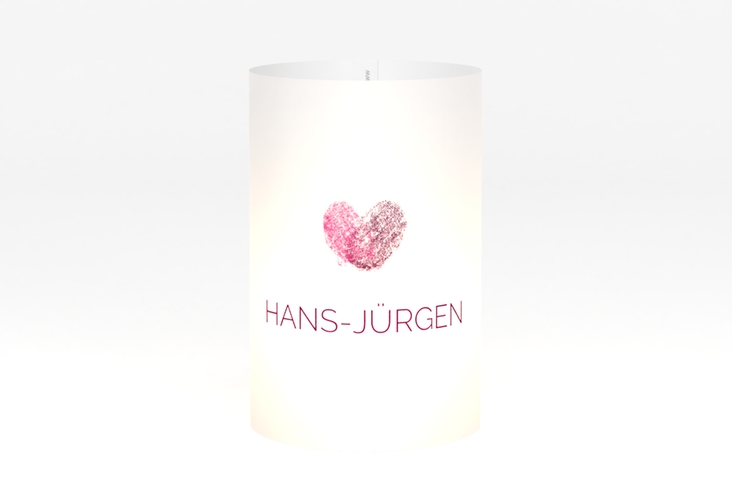 Windlicht Hochzeit Fingerprint Windlicht pink schlicht mit Fingerabdruck-Motiv