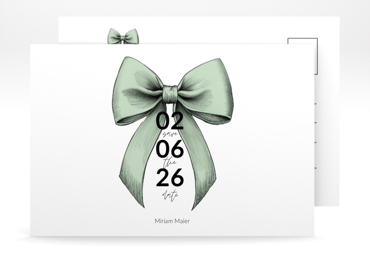 Save the Date-Postkarte Geburtstag Geburtstagsschleife A6 Postkarte veredelt