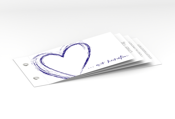 Hochzeitseinladung Liebe Booklet blau