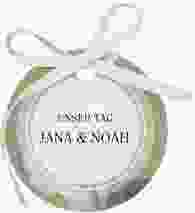 Geschenkanhänger Hochzeit Foglia Geschenkanhänger, rund Kraftpapier edel mit Eukalyptus im Aquarell-Design