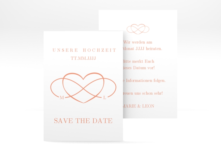 Save the Date-Visitenkarte Infinity Visitenkarte hoch apricot