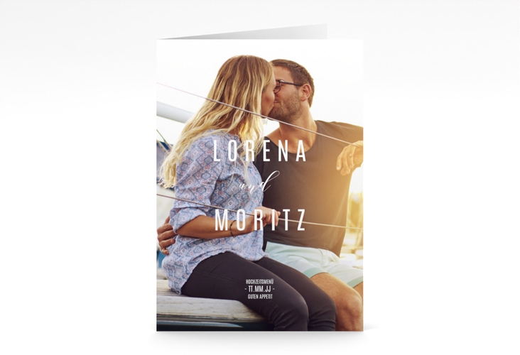 Menükarte Hochzeit Memory A5 Klappkarte hoch hochglanz