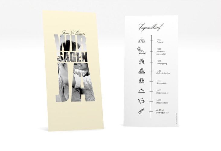 Tagesablauf Hochzeit Letters lange Karte hoch