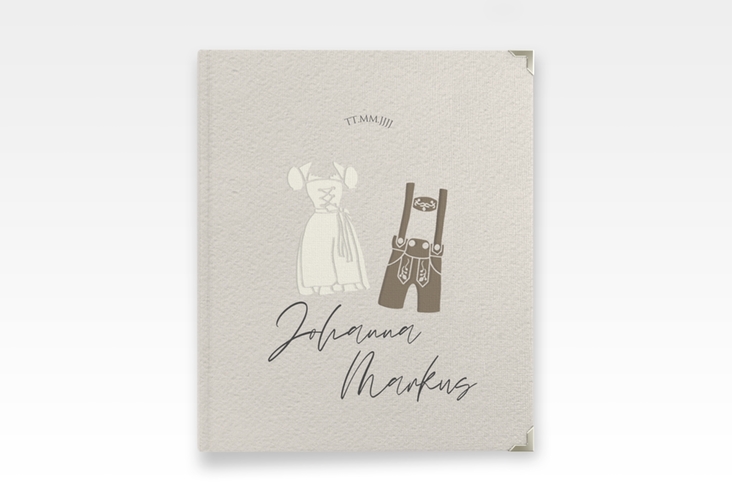 Hochzeitsalbum Trachtenhochzeit 21 x 25 cm beige mit Dirndl und Lederhose