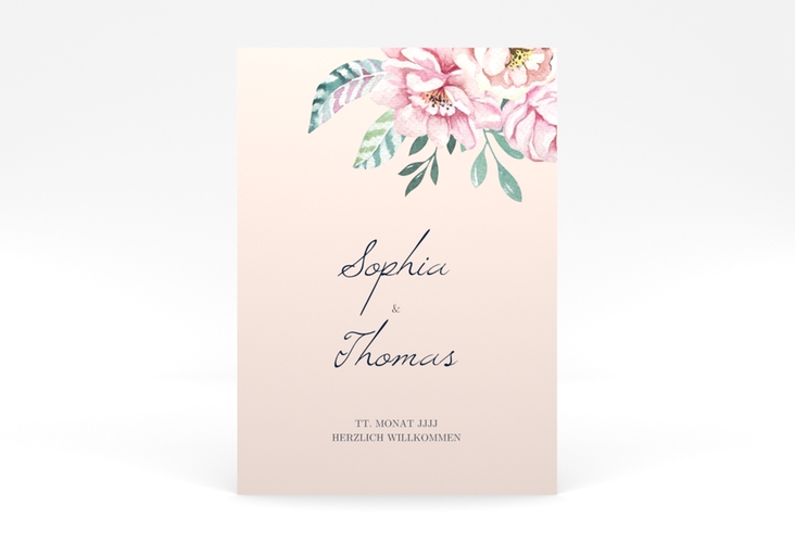 Willkommensschild Hochzeit Blooming 50 x 70 cm Poster rosa