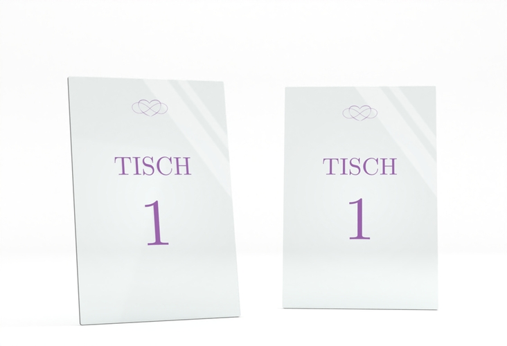 Tischnummer Acryl Hochzeit Infinity Tischaufsteller Acryl lila hochglanz