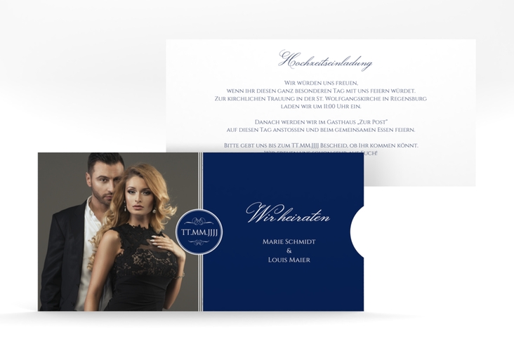 Hochzeitseinladung Elegancy Einsteckkarte blau
