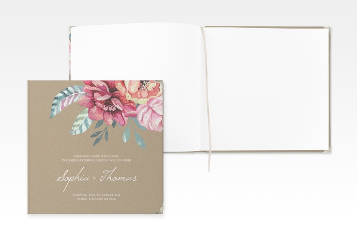 Gästebuch Selection Hochzeit Blooming Leinen-Hardcover Kraftpapier