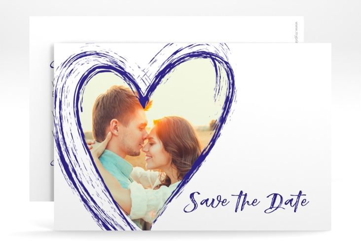 Save the Date-Karte Liebe A6 Karte quer blau hochglanz