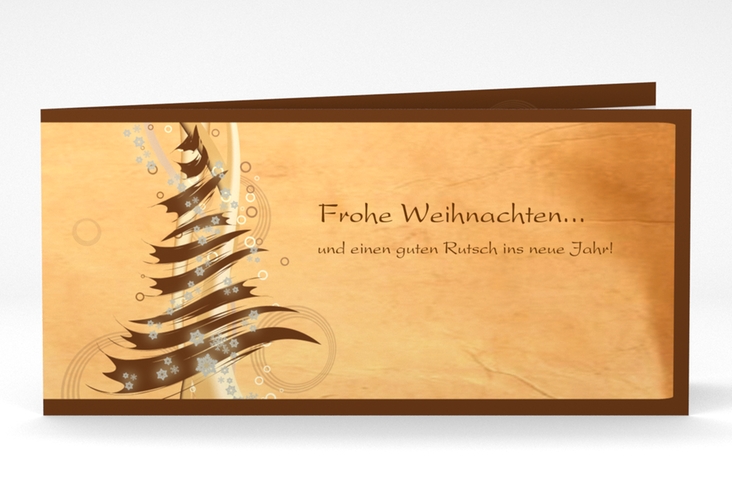 Business-Weihnachtskarte Winterwunder lange Klappkarte quer braun