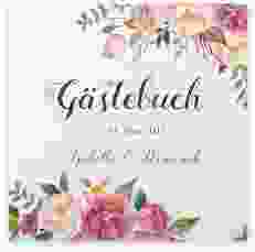 Gästebuch Selection Hochzeit "Flowers" Leinen-Hardcover weiss mit Aquarell-Blumen
