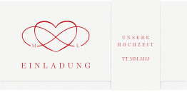 Klick: Details zu Hochzeitseinladung "Infinity" anzeigen Hochzeitseinladung Infinity Wickelfalzkarte + Banderole rot