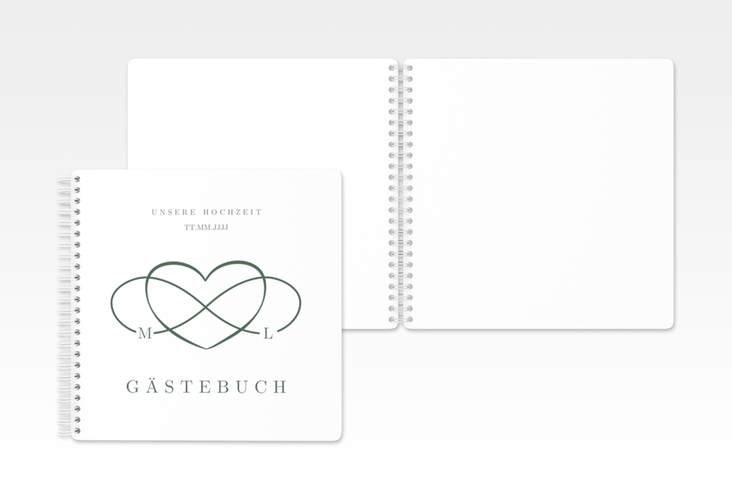 Gästebuch Hochzeit Infinity Ringbindung gruen