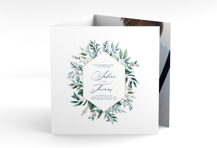 Danksagungskarte Hochzeit "Lumiere" Quadr. Karte doppelt weiss