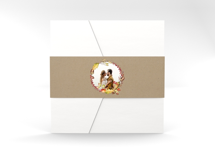 Hochzeitseinladung Herbstlich Pocketfold Kraftpapier