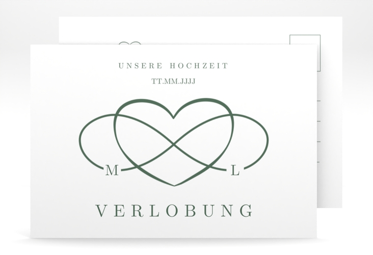 Verlobungskarte Hochzeit Infinity A6 Postkarte gruen