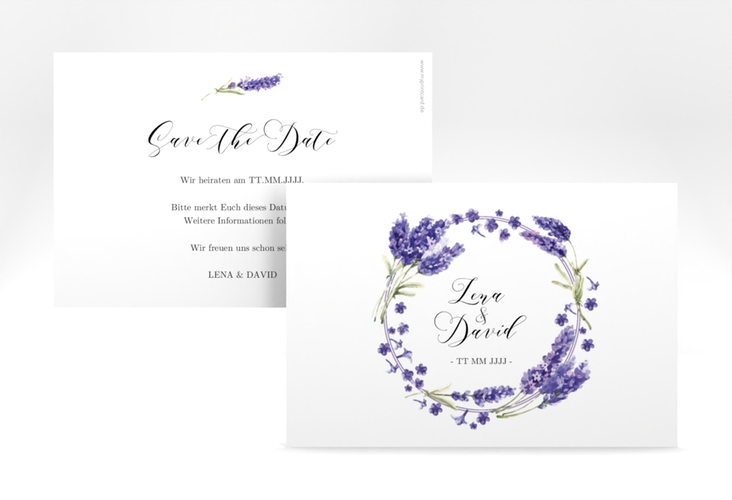 Save the Date-Karte Lavendel A6 Karte quer