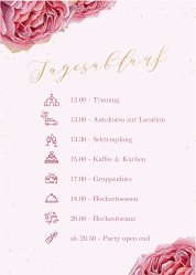 Klick: Details zu Tagesablauf Poster Hochzeit "Cherie" anzeigen Tagesablauf Poster Hochzeit Cherie 50 x 70 cm Poster rosa