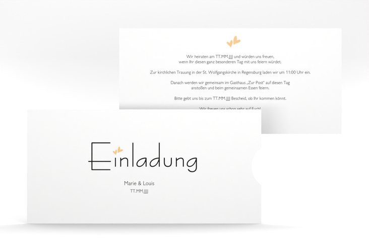 Hochzeitseinladung Twohearts Einsteckkarte beige