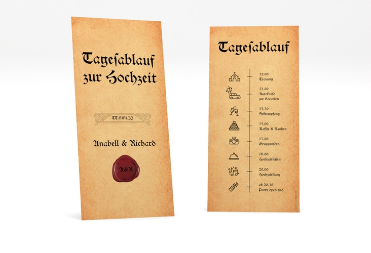 Tagesablauf Hochzeit Mittelalter lange Karte hoch