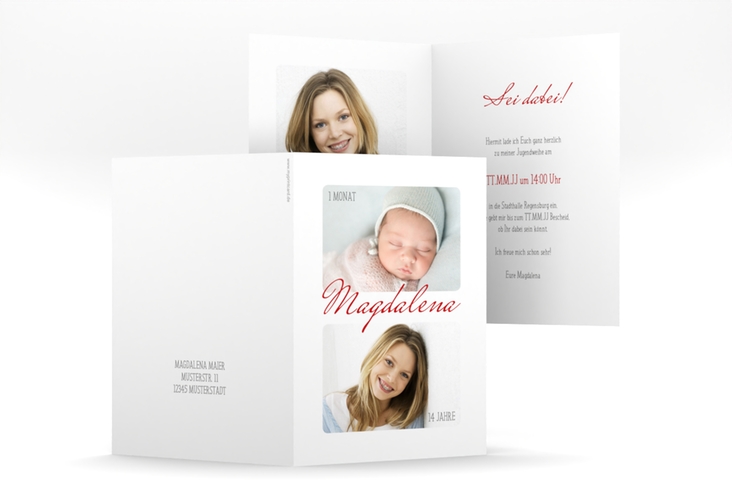 Einladung Jugendweihe Grown A6 Klappkarte hoch weiss