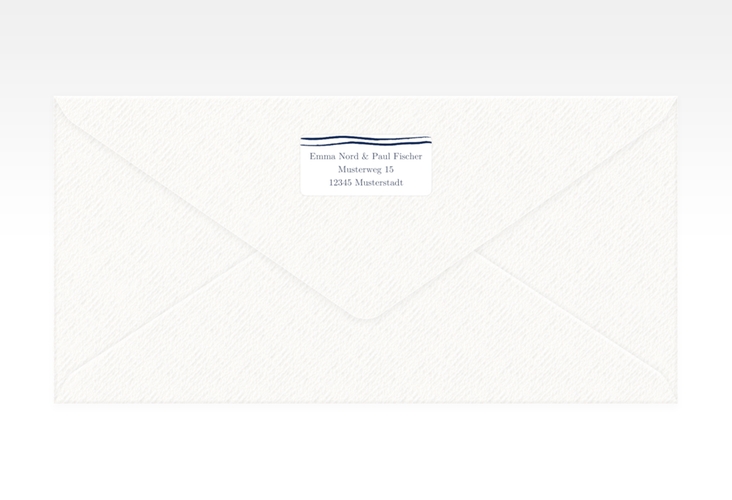 Absenderetikett Hochzeit Liebesanker 45,7 x 21,2 mm blau mit maritimem Streifenmuster und kleinem Anker