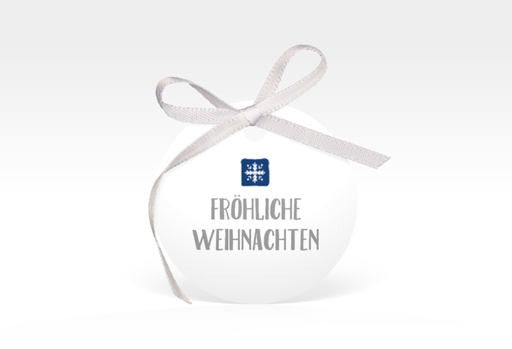 Geschenkanhänger Weihnachten Snowflakes Geschenkanhänger, rund blau