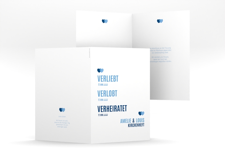 Kirchenheft Hochzeit Couple A5 Klappkarte hoch blau
