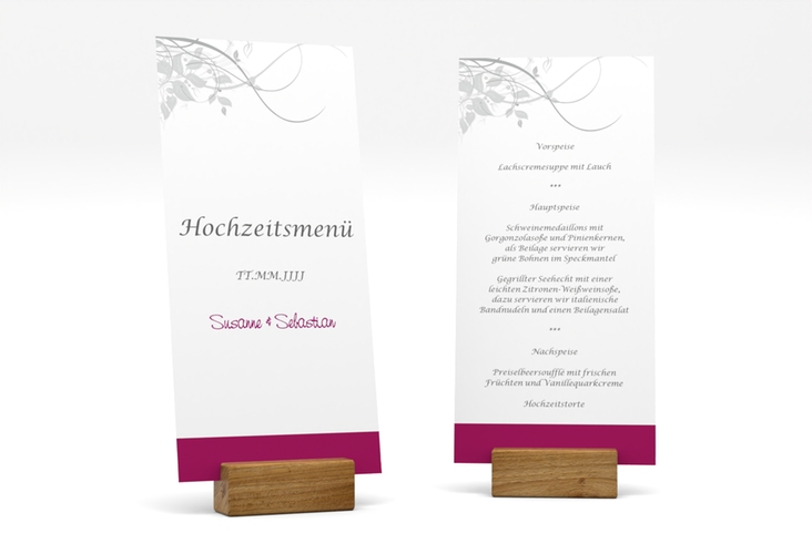 Menükarte Hochzeit Florenz lange Karte hoch pink