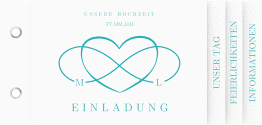 Klick: Details zu Hochzeitseinladung "Infinity" anzeigen Hochzeitseinladung Infinity Booklet tuerkis