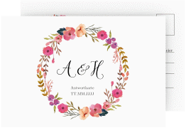 Klick: Details zu Antwortkarte Hochzeit "Fiore" anzeigen Antwortkarte Hochzeit Fiore A6 Postkarte weiss