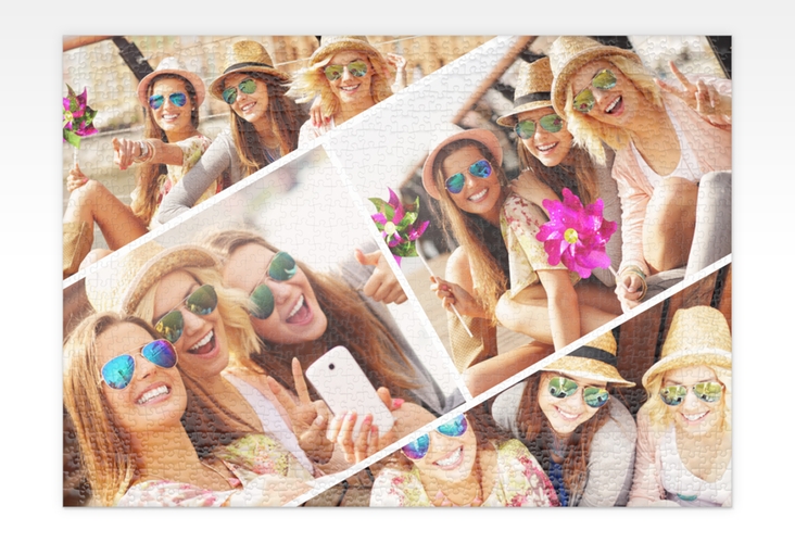 Fotopuzzle 1000 Teile Diagonal 1000 Teile weiss mit vier Fotos