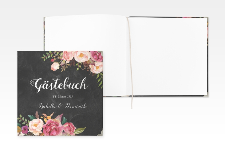 Gästebuch Selection Hochzeit Flowers Leinen-Hardcover mit bunten Aquarell-Blumen