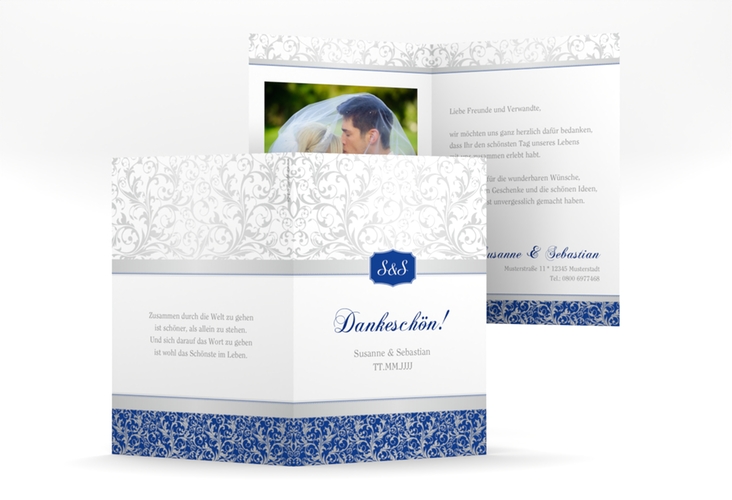 Danksagungskarte Hochzeit Latina A6 Klappkarte hoch blau